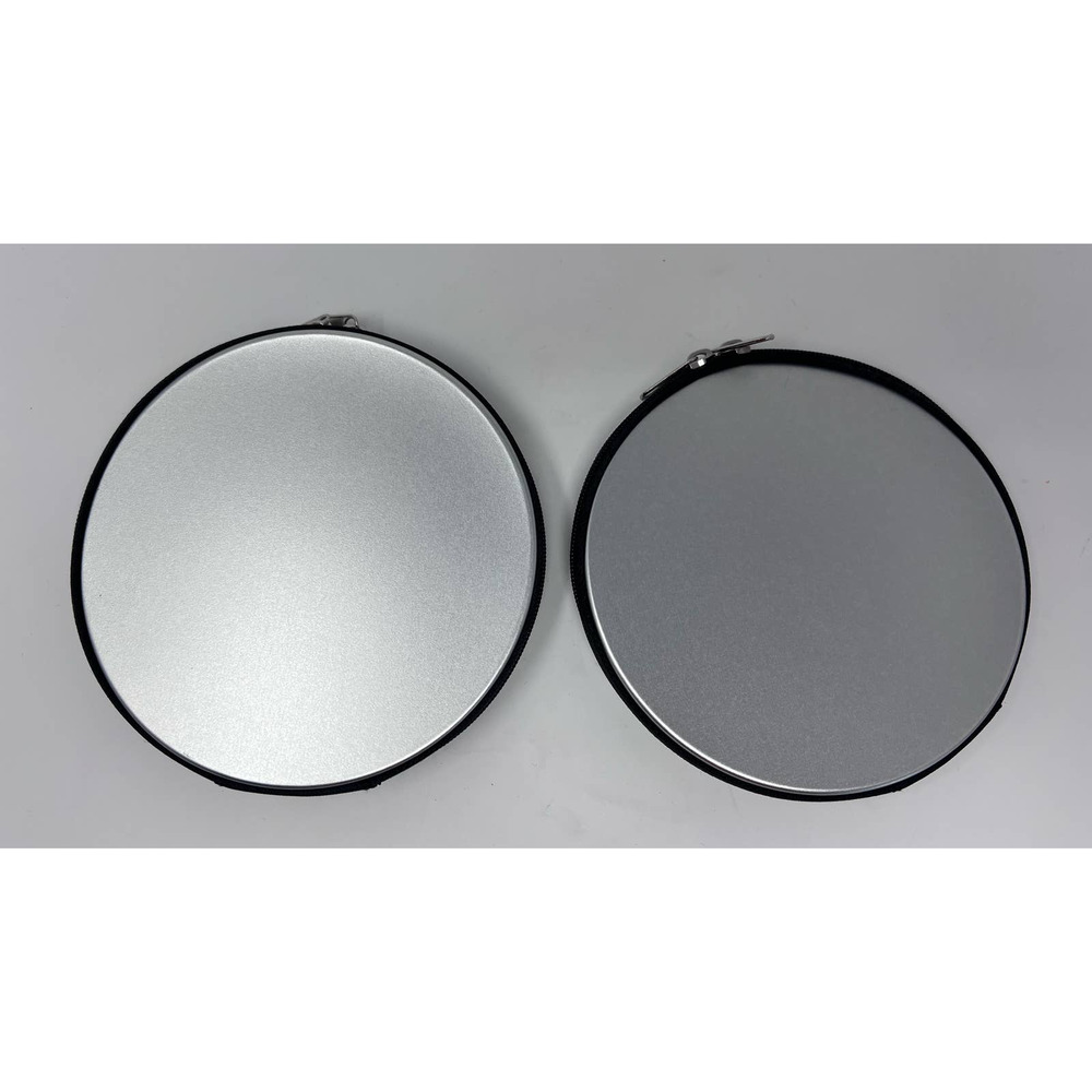 Round Silver‎ CD Holder/Cases Zips 6 Sleeves Holds 12 CD's 6" Set of 2